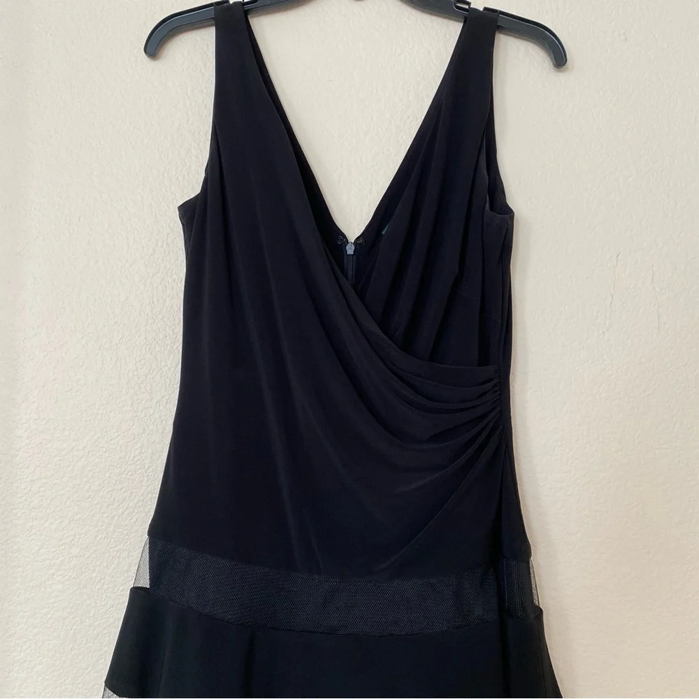 Ralph Lauren Black Tiered Mesh Faux Wrap Dress - Picture 7 of 15